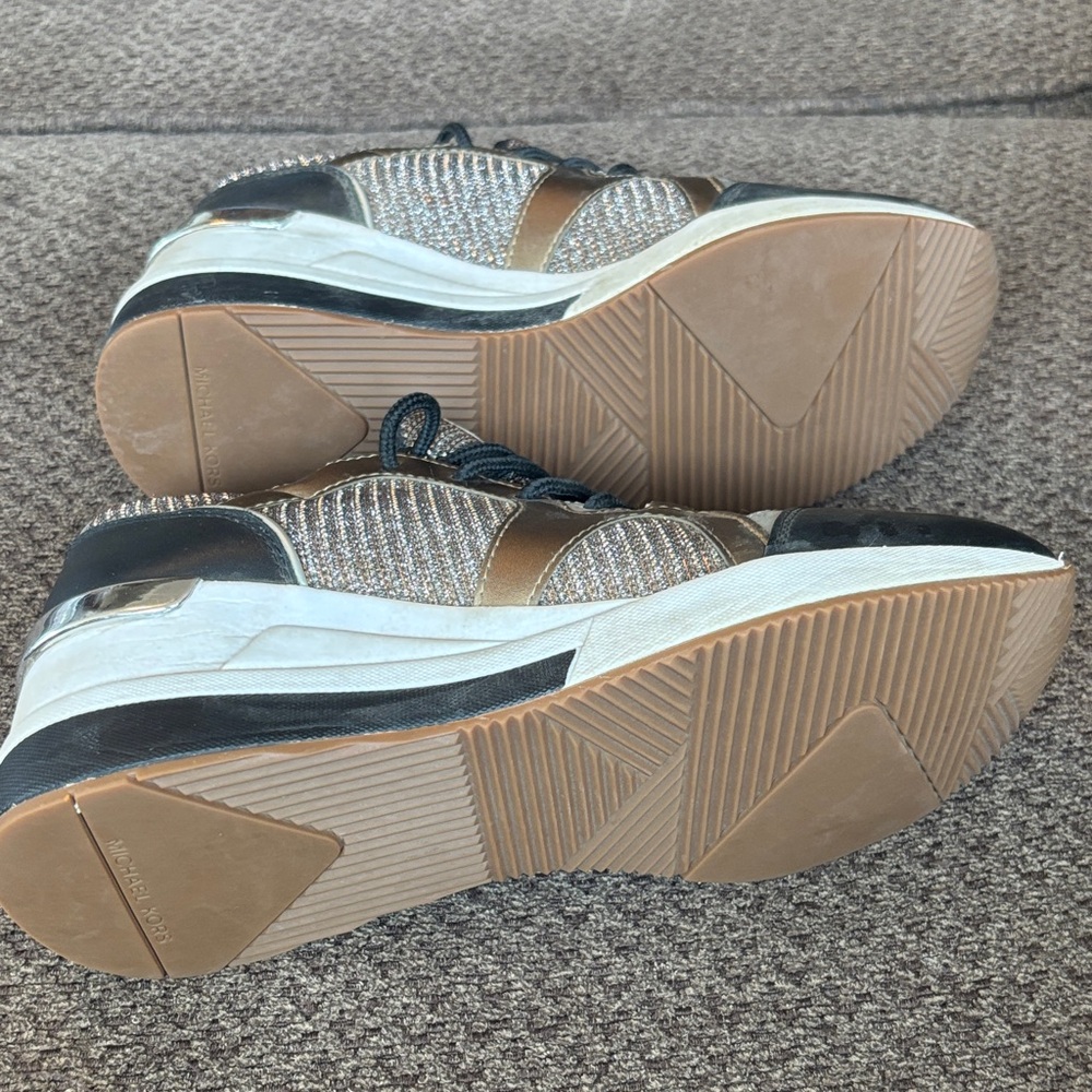 Michael Kors Women’s Black and Gold Sneakers - Picture 3 of 5